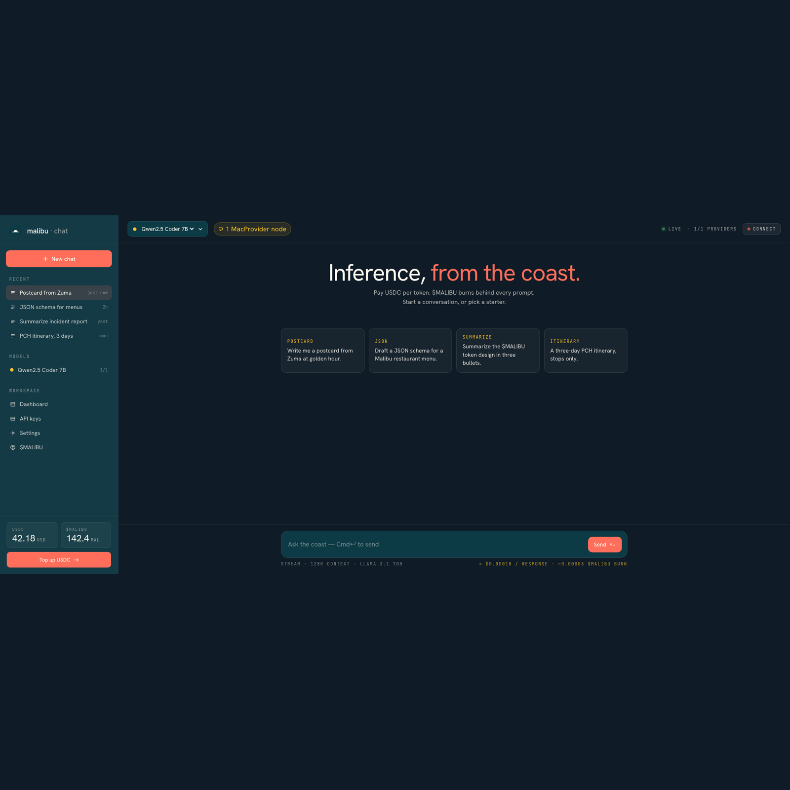 Malibu console for running AI models